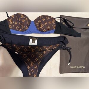 Louis Vuitton Brown and Blue Bikini